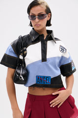 GUESS WHAT STRIPE COLLARED BLOUSE