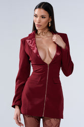BUSINESS CASUAL BLAZER DRESS IN BURGUNDY