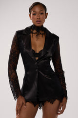 AU CONTRAIRE LACE SATIN BLAZER