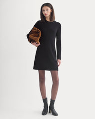 Cashmere Long-Sleeve Mini Dress | Black