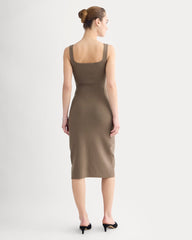 Knit Square-Neck Midi Dress | Deep Taupe