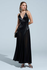 REINA SATIN MESH MAXI DRESS