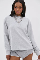 OPEN BACK CHAIN DETAIL SWEATSHIRT IN GREY