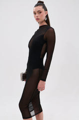 MINDING MY BUSINESS MESH MIDI DRESS