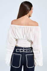 KOA FLOWY PLEATED LONG SLEEVE BLOUSE
