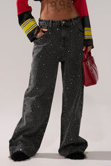RHINESTONE QUEEN EMBELLISHED DENIM
