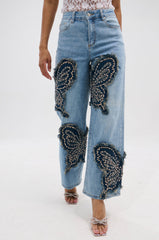 REBIRTH BUTTERFLY PATCH JEANS