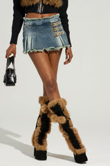 GRACE DARK BLUE DENIM PLEATED MINI SKORT