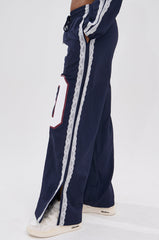 LACE TRIM NYLON TRACK PANT