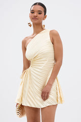 MAKE IT WORK PLEATED MINI DRESS IN YELLOW