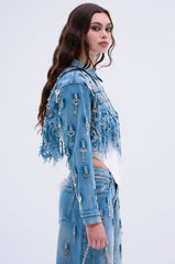 KEY TO THE CITY CROPPED DENIM JACKET