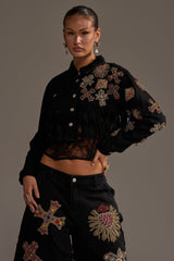 MAIN SQUEEZE CROPPED DENIM JACKET