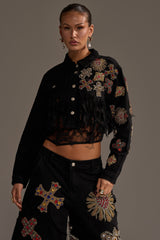MAIN SQUEEZE CROPPED DENIM JACKET