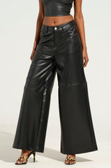 FEELS LIKE BUTTER FAUX LEATHER WIDE LEG PANTS