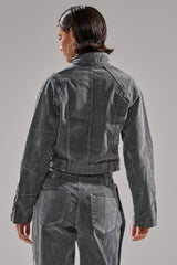 CATCHING EYES VELVET DENIM BLOUSE
