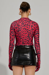 HERE KITTY GLOVED CHEEKY BODYSUIT IN BURGUNDY