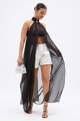 GLOWING CHIFFON BLOUSE IN BLACK