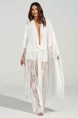 ON TO SOMETHING GOOD FRINGE TIE FRONT BLOUSE