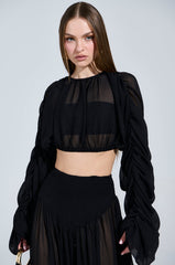 LAURA RUCHED CROPPED BLOUSE