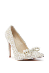 AZALEA WANG NAAMAH WHITE PEARL EMBELLISHED PUMP