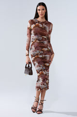 FELT CUTE PRINTED MIDI DRESS