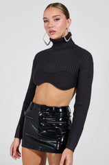 MADE YOU LOOK SUPER CROPPED SWEATER IN CHARCOAL GREY