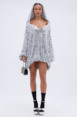 GISELLE SEQUIN SWEATSHIRT DRESS IN SILVER