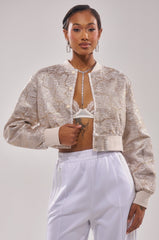 GOLDEN HOUR EMBELLISHED BROCADE BOMBER