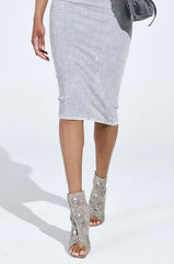 AZALEA WANG TANDY GREY DENIM OPEN TOE BOOTIE