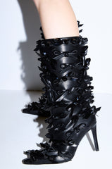 AZALEA WANG TELMO BLACK BOW EMBELLISHED BOOTIE