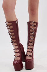 AZALEA WANG TOMLIN BURGUNDY PLATFORM BOOT