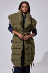PILOT JONES LONGLINE PUFFER VEST IN CROC SUEDE