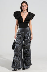 FEMME ENERGY SCUBA BLOUSE IN BLACK