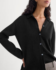 Cashmere Button-Up Shirt | Black