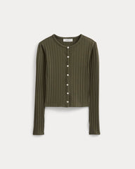 Cardigan in Pointelle | Olive Night