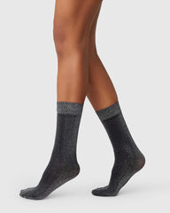 Ines Shimmery Socks | Black
