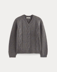 Cloud Cable V-Neck Sweater | Blue Multi Twist