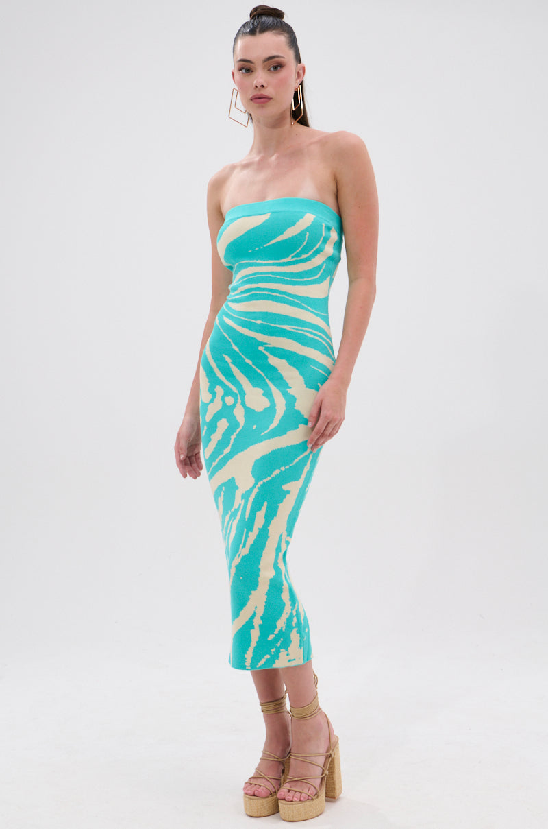 MALIBU DREAMIN PRINTED KNIT MIDI DRESS