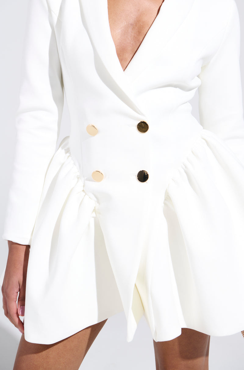 HBIC BLAZER MINI DRESS IN WHITE