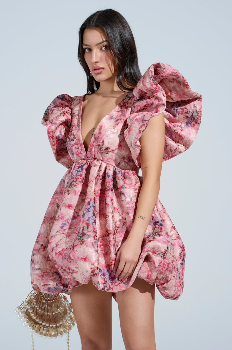 BELLE OF THE BALL PRINTED MINI DRESS