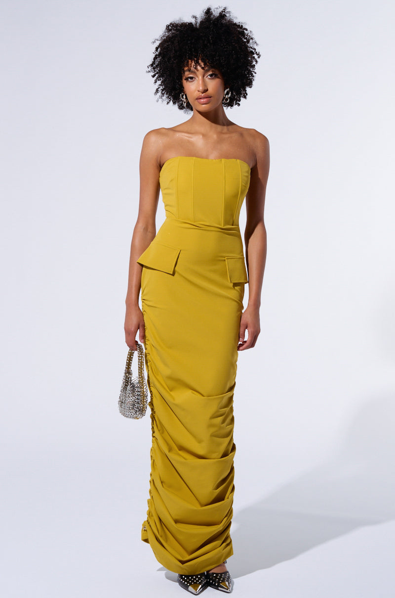 ASH STRAPLESS CARGO MAXI DRESS