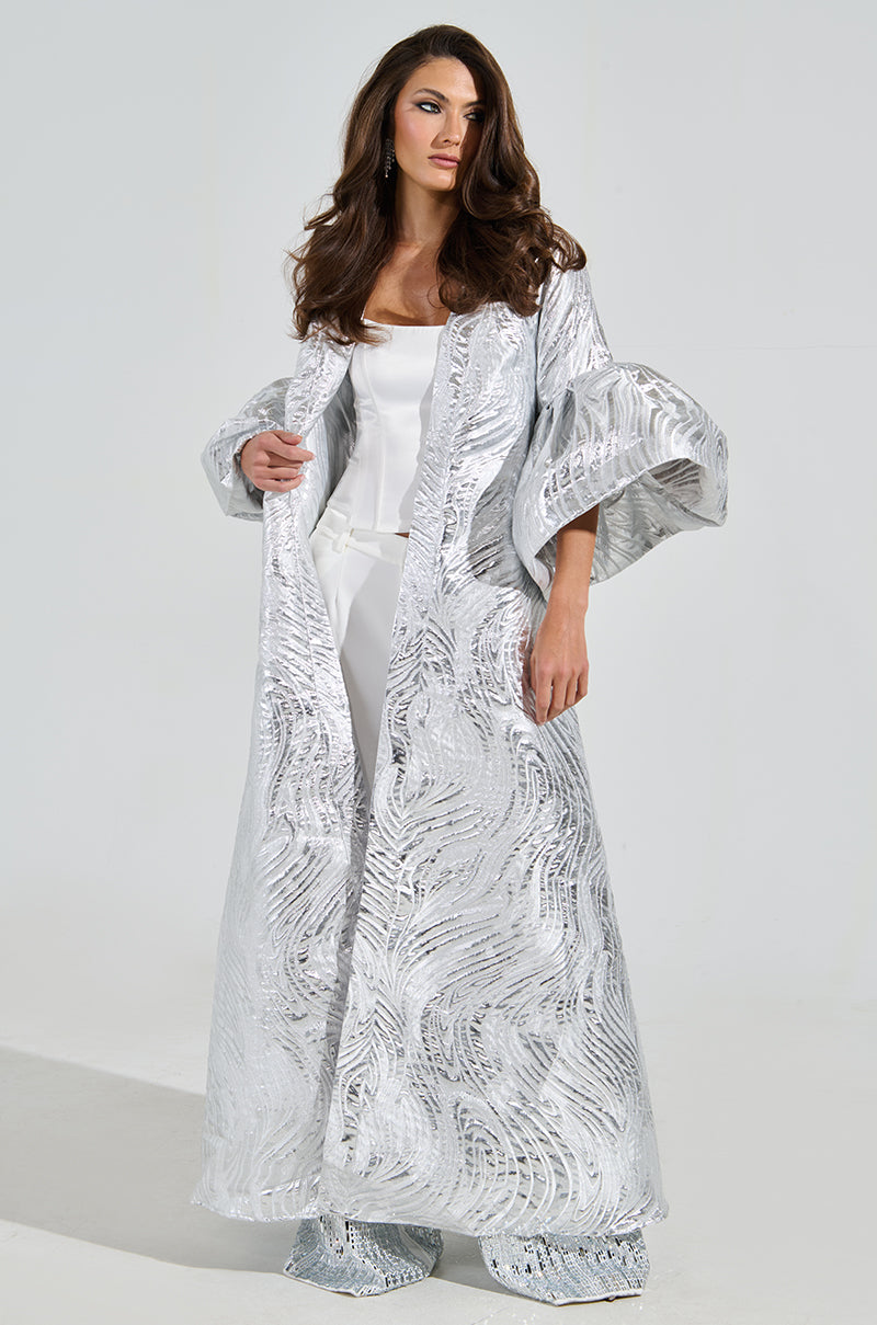 MALDIVES BROCADE PUFF SLEEVE DUSTER