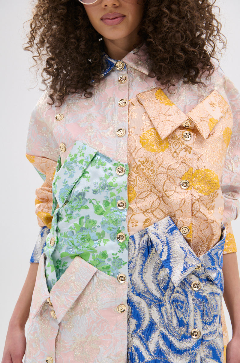 MY GIRLFRIENDS SHIRT BROCADE MINI DRESS