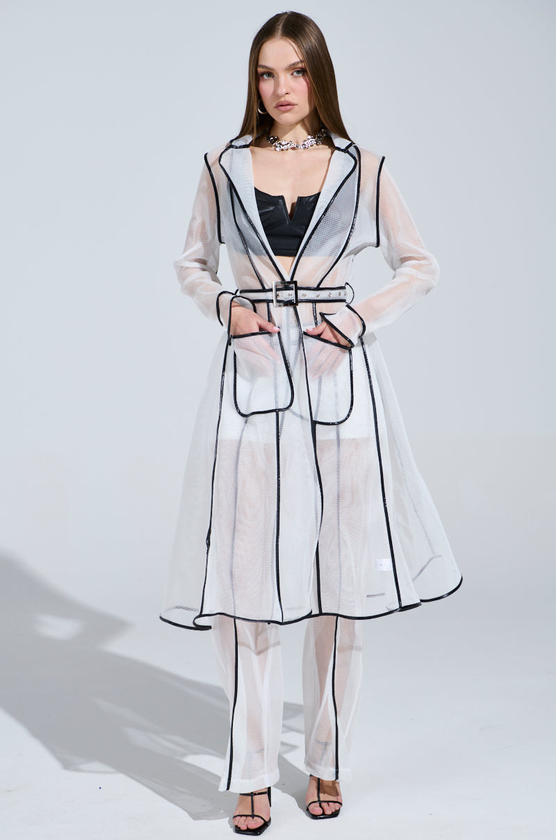 ONE TO WATCH MESH TRENCH IN WHITE