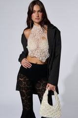 MERMAIDCORE PEARL DETAIL TIE TOP