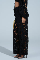 LATE NIGHT DREAMS FLORAL CUTOUT WIDE LEG PANT