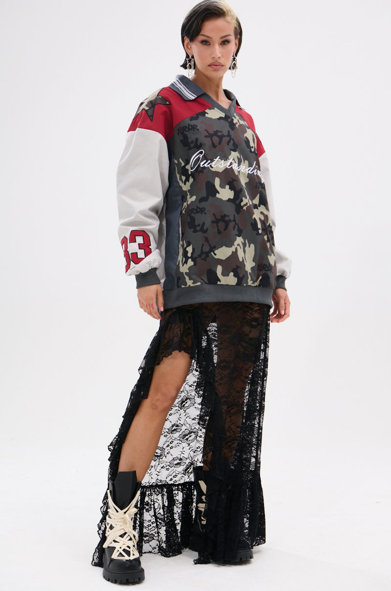 FLIP THE SWITCH PATCHWORK DETAILED JERSEY TOP