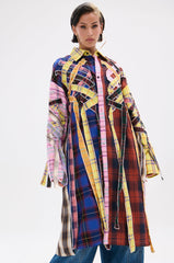 DONT EVEN MIXED PLAID LONG BUTTON DOWN