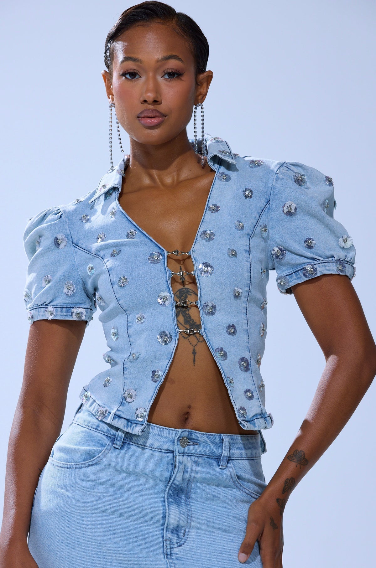 HALEY EMBELLISHED SEQUIN BLOUSE