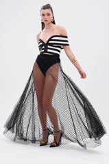 MARA SHEER POLKA DOT MAXI SKIRT